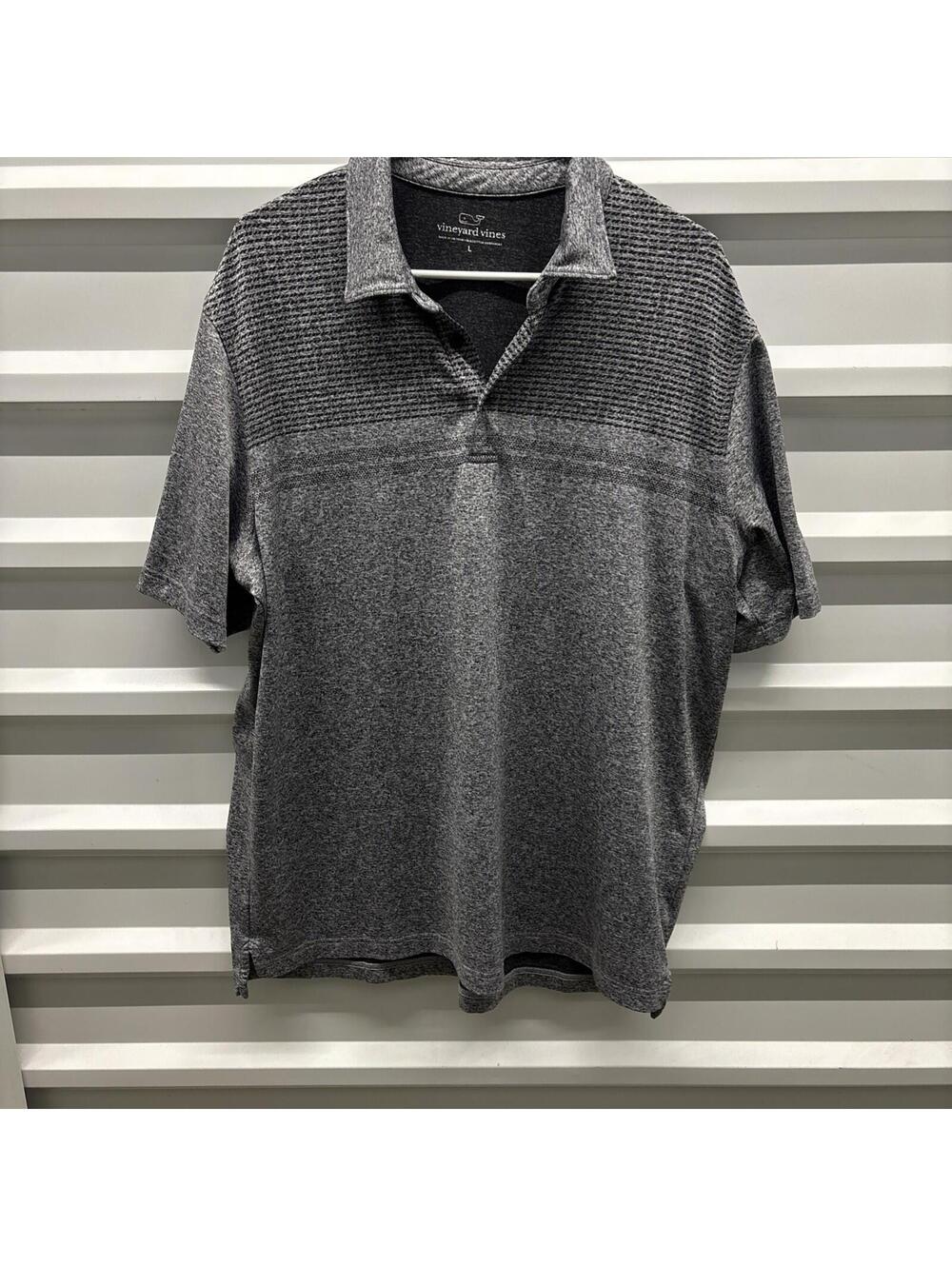 Vineyard Vines Performance Polo Shirt Men L Gray Striped Golf Stretch